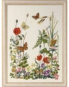 Borduurpakket vlinders en bloemen van Permin 90-4151