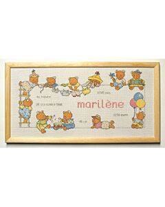 Permin borduurpakket geboortetegel Marilene - Happy Friends 12-8451