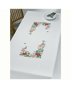 Permin Borduurpakket tafelkleed Bloemen 140x230cm met telpatroon 58-8107