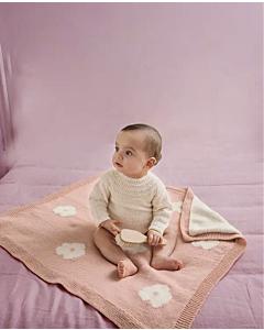 Phildar baby deken met bloemetjes breien van Phil Caresse en Phil Romance (245, m17)