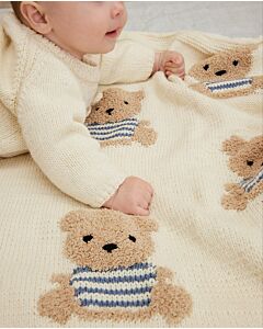 Phildar baby dekentje met beertjes breien van Phil Douce & Phil Imaginaire 3,5 (269,m1)