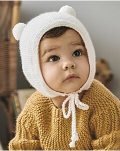 Phildar baby kapmuts met pompons breien van Phil Caresse