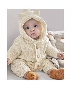 Phildar baby kruippakje met kabels breien van Merinos 6 (200, m39)