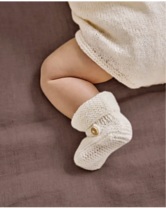 Phildar baby slofje met knoopje breien van Phil Super Baby (245, m6)