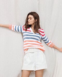 Phildar dames trui met gekleurde strepen breien (183, m30)