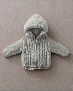 Phildar gestreept baby kabel vestje van Merinos 6 en Phil baby doll.