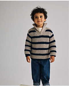 Phildar gestreepte kinder trui met rits breien van Partner 3,5 (Phil 247, m2)