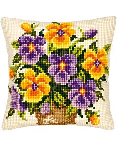 Vervaco kruissteek borduurkussen viooltjes  pn-0008547