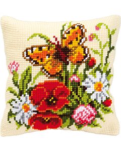 Kruissteek borduurkussen Bloemen met vlinder vervaco  pn-0008548