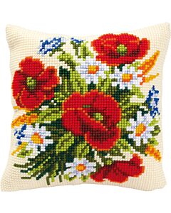 Borduurpakket borduurkussen boeket bloemen in kruissteek van vervaco  pn-0008562
