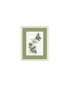  vlinder met blauwe bessen (blueberry butterfly)borduurpakket 