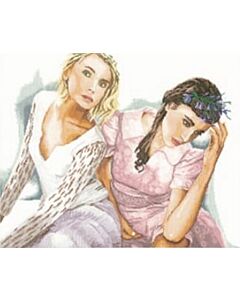  Borduurpakket 2 romantic ladies met kaaslinnen van Lanarte PN-044531