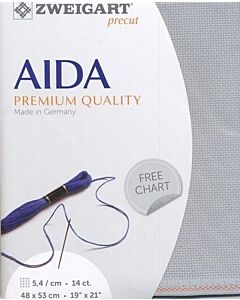 Borduurstof aida 14ct/5.4 kruisje van Zweigart kleur grijs 713 afm. 48x53cm