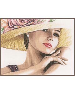 Lanarte borduurpakket Dame met hoed op kaaslinnen pn-0168602