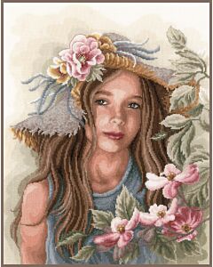  Borduurpakket Lanarte Meisje met Hoed met telpatroon op linnen  PN-0169325