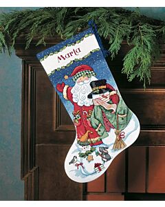 Borduurpakket Kerstsok kerstman met sneeuwpop Dimensions  8714