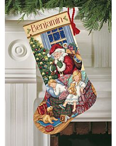 Borduurpakket Kerstsok kerstman sweet dreams  Dimensions Gold collection 8740