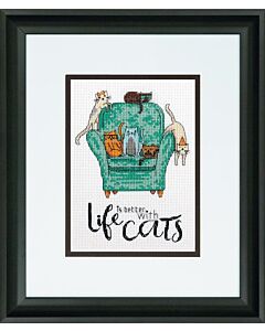 Borduurpakket life with cats borduren van Dimensions  70-65222