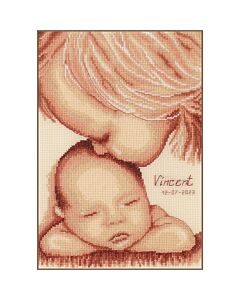 Vervaco borduurpakket geboortetegel kinderliefde PN-0202580 Sepia stijl