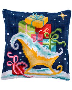 Vervaco borduurkussenpakket arreslee met cadeautjes PN-0206951 voorbedrukt