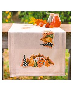 Vervaco borduurpakket tafelloper winterdorp PN-0207542 voorbedrukt