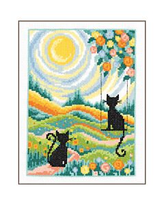 Vervaco borduurpakket katten in de tuin PN-0223852 telpatroon