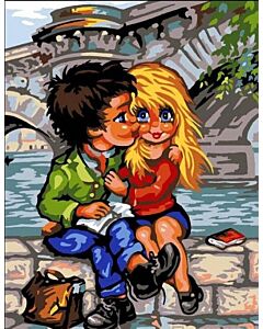 Margot voorbedrukt canvas/stramien de kus om te borduren 153.1408