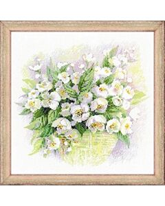 Borduurpakket Watercolour Jasmine om te borduren riolis 1467 met telpatroon