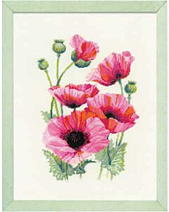 Riolis borduurpakket pink poppies 1775