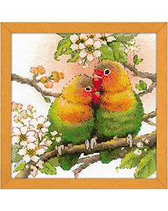 Borduurpakket Lovebirds om te borduren riolis met telpatroon 1780