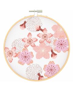 Rico Design borduurpakket kersenbloesem incl. ring met telpatroon 100082