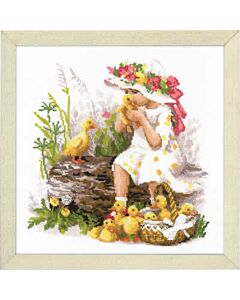 Riolis borduurpakket meisje met eendjes 1781