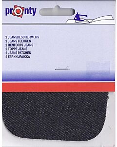Donkere jeans kleur zwart opstrijkbare jeansstukken, 2 stuks.  