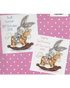Borduurpakket geboorte Bebunni - Rock A Bye Bunny om te borduren Borty trreads xbb13