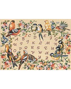 Voorbedrukt stramien/canvas van ABC vogels van Seg de Paris.