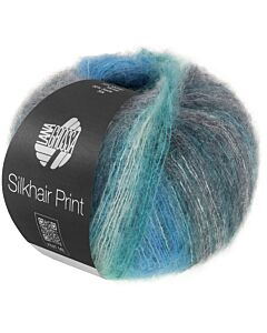 Lana Grossa Silkhair Print kleur 437 (blauw mix) 