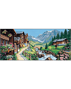 Voorbedrukt canvas/stramien Alpine landschap om te borduren van Margot 173.3098
