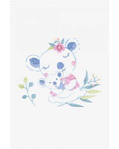 Borduurpakket voorbedrukt  Koala met baby Lola  in spansteek incl borduurring van DMC TB157