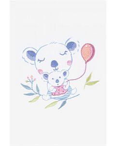 Borduurpakket voorbedrukt  Koala met baby Lucas  in spansteek incl borduurring van DMC TB158