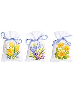 Vervaco Borduurpakket 3 kruidenzakjes lentebloemen borduren pn-0147592