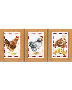 Vervaco borduurpakket 3 stuks kippen borduren pn-0146565