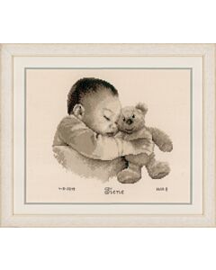 Vervaco borduurpakket geboortetegel baby met beer borduren pn-0163566.
