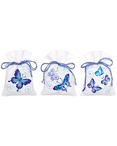 Vervaco borduurpakket kruidenzakje 3 st. blauwe vlinders pn-0146430