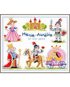 Vervaco borduurpakket ridders en prinsessen voor babykamer