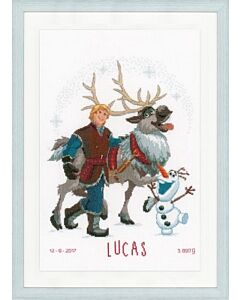 Borduurpakket geboortetegel Always up for adventure Frozen met telpatroon van vervaco pn-0167197