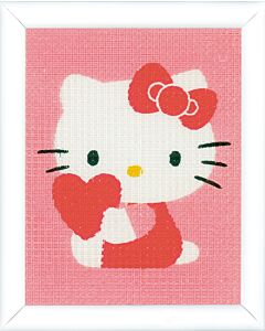 Voorbedrukt borduurpakket Hello Kitty met hart voor kinderen Vervaco PN-0155324