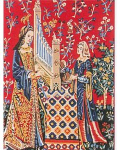 Voorbedrukt canvas de dame met de eenhoorn en muziek  om te borduren van Margot 153.1137