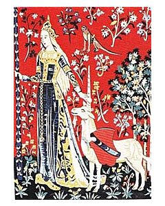 Voorbedrukt canvas de dame met de eenhoorn  om te borduren van Margot 153.1136