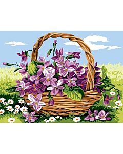 Voorbedrukt canvas mand met violen om te borduren van Margot 153.1428