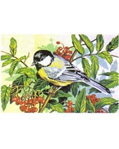 Voorbedrukt stramien/canvas van Koolmeesjes op tak